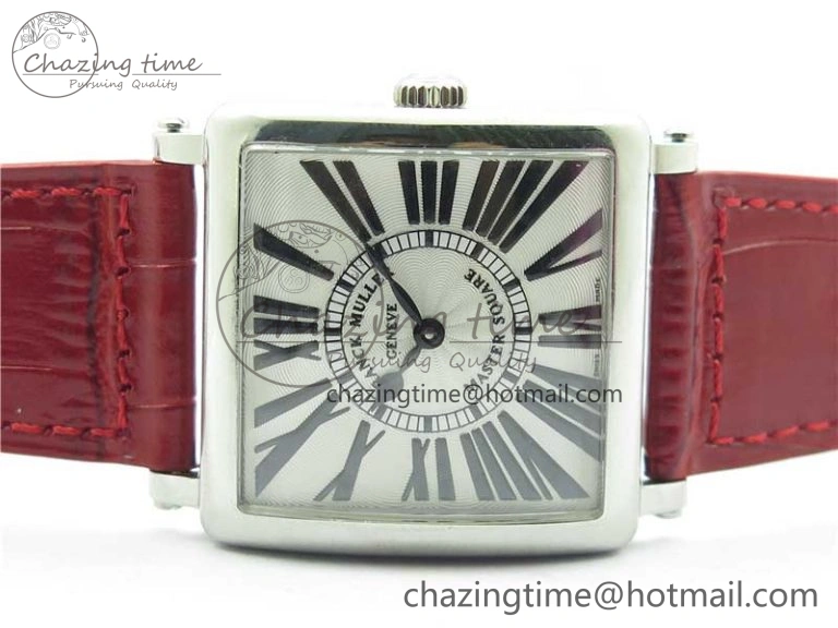 Master Square SS Ladies ZF 1:1 Best Edition White Black Roman Dial on Red Leather Strap Ronda Quartz
