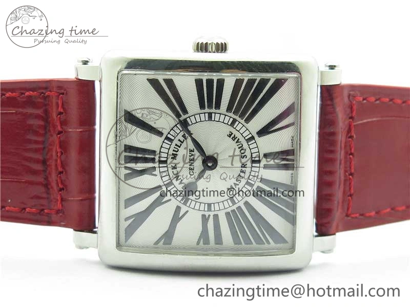 Master Square SS Ladies ZF 1:1 Best Edition White Black Roman Dial on Red Leather Strap Ronda Quartz