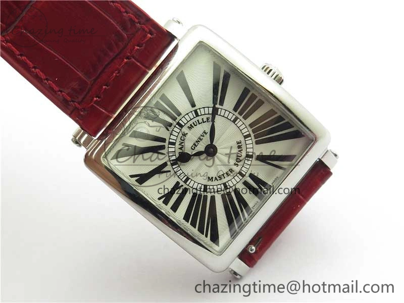 Master Square SS Ladies ZF 1:1 Best Edition White Black Roman Dial on Red Leather Strap Ronda Quartz