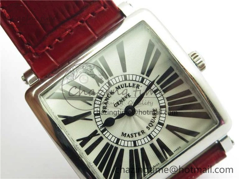 Master Square SS Ladies ZF 1:1 Best Edition White Black Roman Dial on Red Leather Strap Ronda Quartz