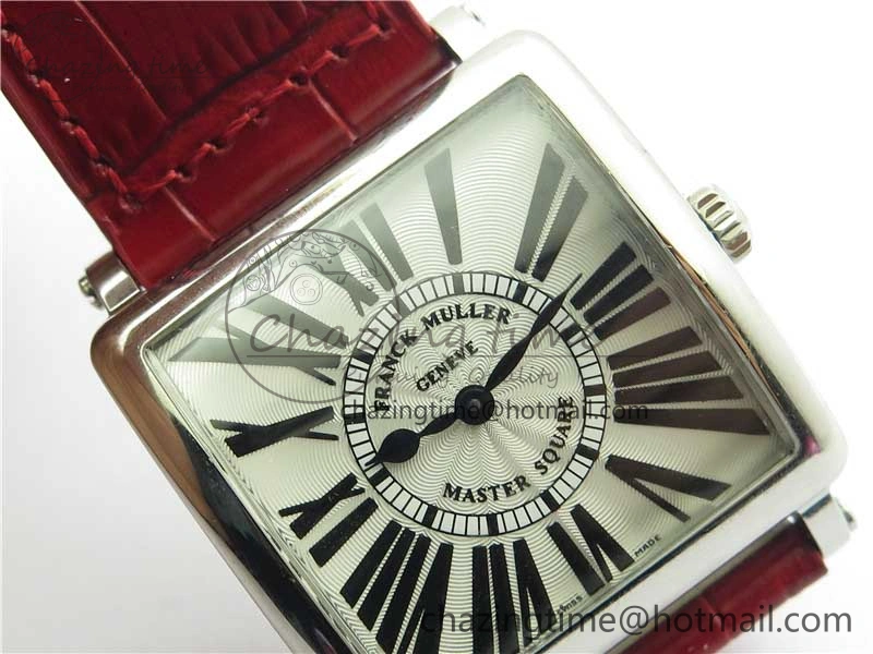 Master Square SS Ladies ZF 1:1 Best Edition White Black Roman Dial on Red Leather Strap Ronda Quartz