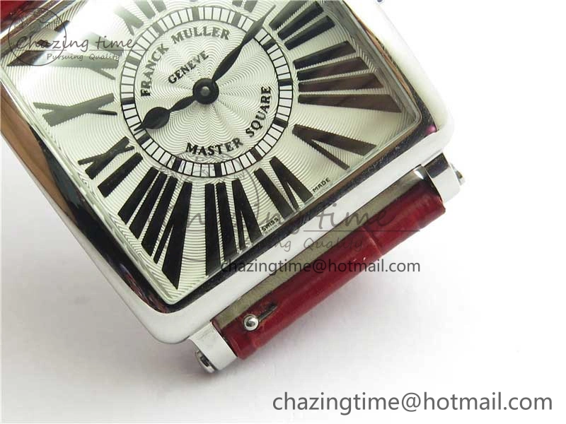 Master Square SS Ladies ZF 1:1 Best Edition White Black Roman Dial on Red Leather Strap Ronda Quartz