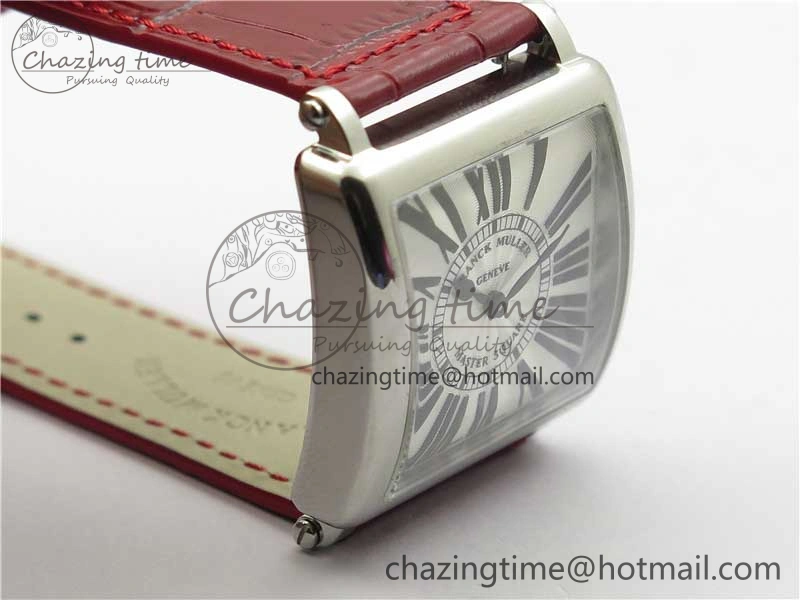 Master Square SS Ladies ZF 1:1 Best Edition White Black Roman Dial on Red Leather Strap Ronda Quartz