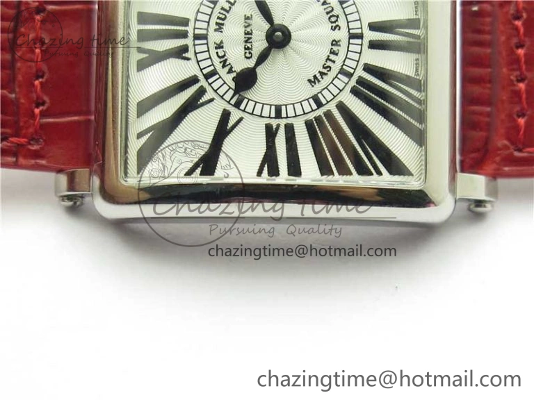 Master Square SS Ladies ZF 1:1 Best Edition White Black Roman Dial on Red Leather Strap Ronda Quartz