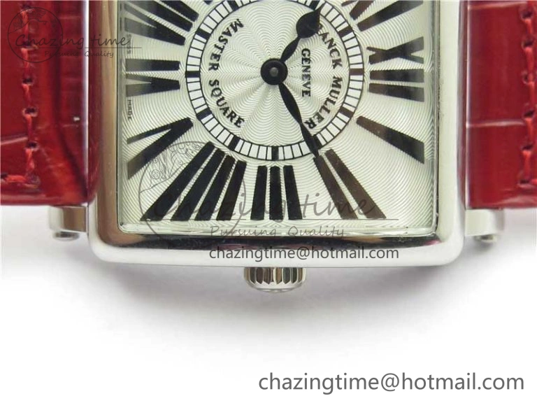 Master Square SS Ladies ZF 1:1 Best Edition White Black Roman Dial on Red Leather Strap Ronda Quartz