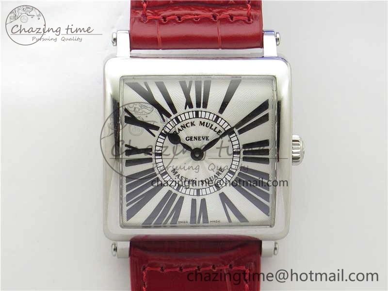 Master Square SS Ladies ZF 1:1 Best Edition White Black Roman Dial on Red Leather Strap Ronda Quartz