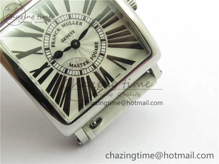 Master Square SS Ladies ZF 1:1 Best Edition White Black Roman Dial on White Leather Strap Ronda Quartz