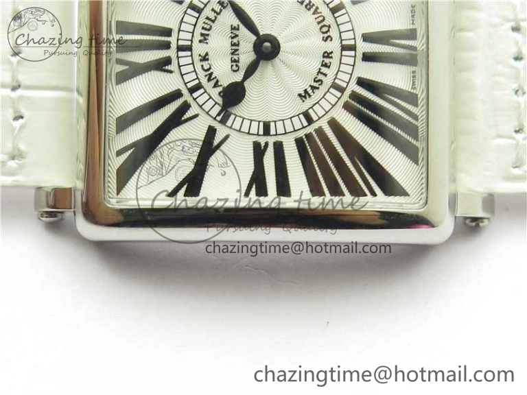 Master Square SS Ladies ZF 1:1 Best Edition White Black Roman Dial on White Leather Strap Ronda Quartz