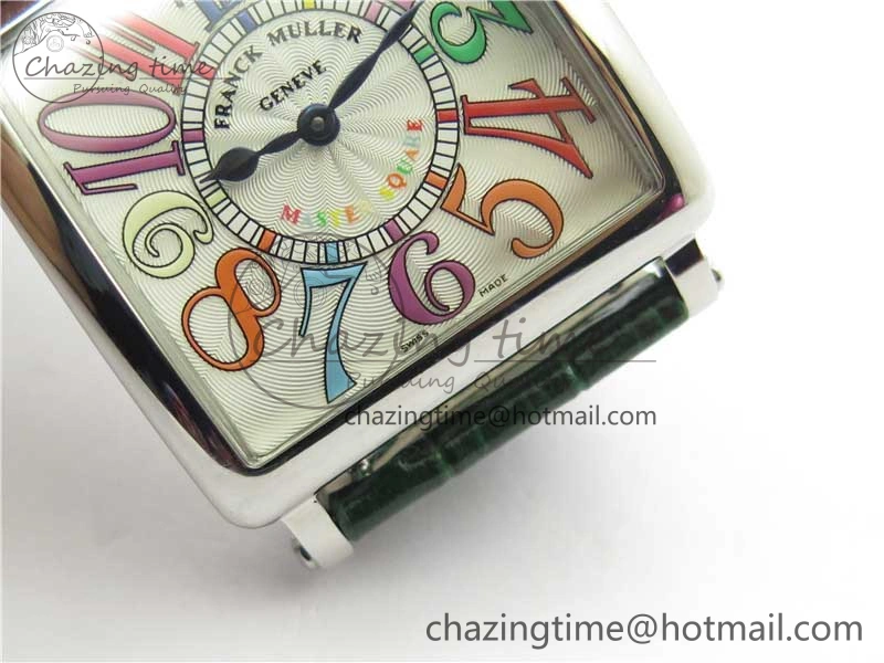 Master Square SS Ladies ZF 1:1 Best Edition White Colorful Arabic Dial on Green Leather Strap Ronda Quartz