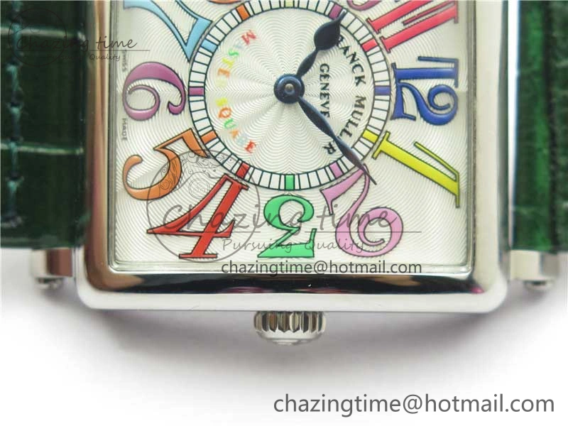 Master Square SS Ladies ZF 1:1 Best Edition White Colorful Arabic Dial on Green Leather Strap Ronda Quartz