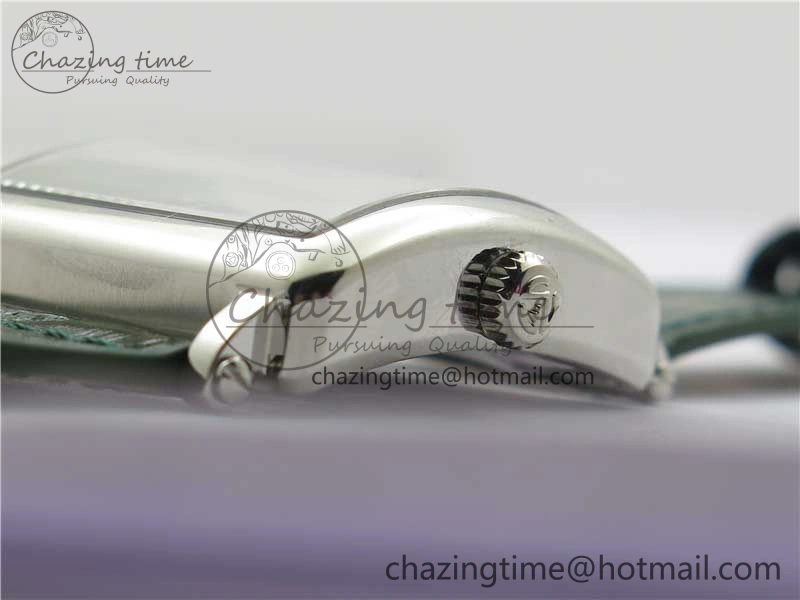Master Square SS Ladies ZF 1:1 Best Edition White Colorful Roman Dial on Green Leather Strap Ronda Quartz