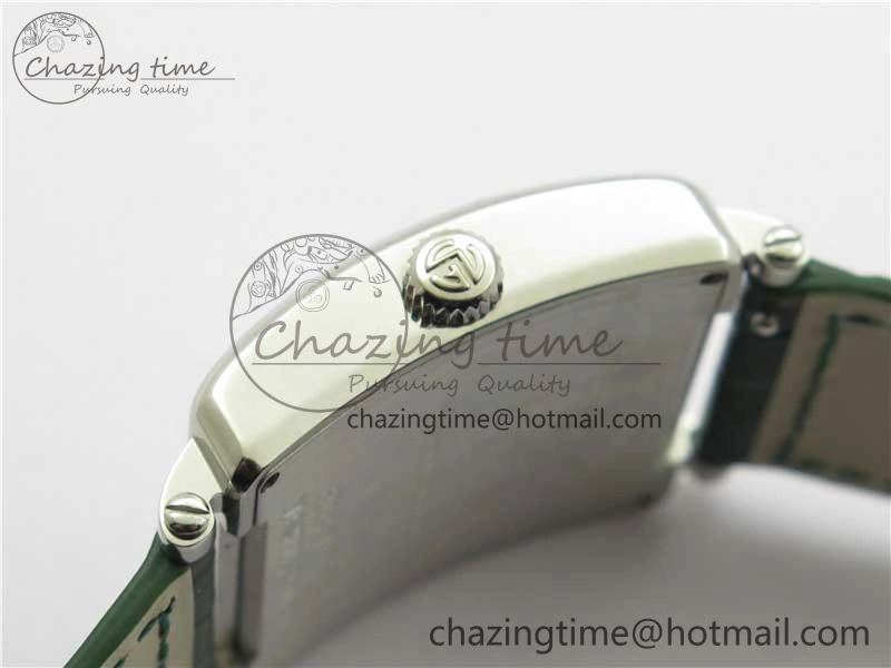Master Square SS Ladies ZF 1:1 Best Edition White Colorful Roman Dial on Green Leather Strap Ronda Quartz