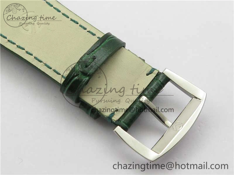 Master Square SS Ladies ZF 1:1 Best Edition White Colorful Roman Dial on Green Leather Strap Ronda Quartz