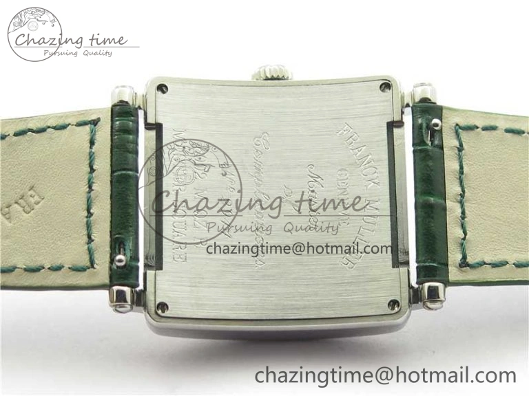 Master Square SS Ladies ZF 1:1 Best Edition White Colorful Roman Dial on Green Leather Strap Ronda Quartz