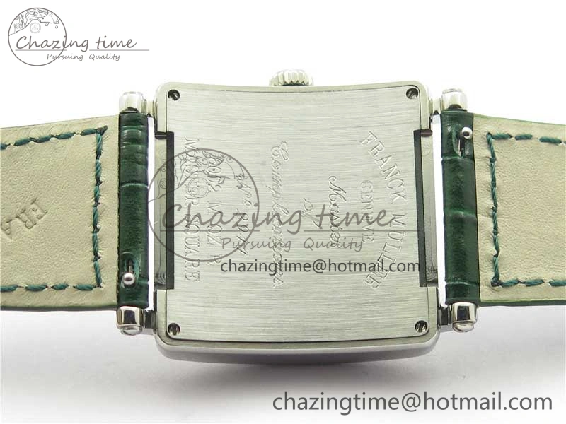 Master Square SS Ladies ZF 1:1 Best Edition White Colorful Roman Dial on Green Leather Strap Ronda Quartz