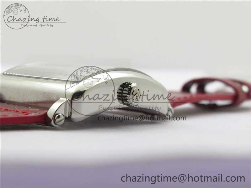 Master Square SS Ladies ZF 1:1 Best Edition White Colorful Roman Dial on Red Leather Strap Ronda Quartz