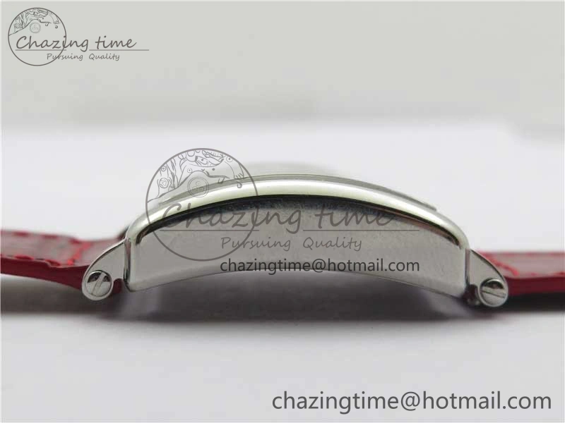 Master Square SS Ladies ZF 1:1 Best Edition White Colorful Roman Dial on Red Leather Strap Ronda Quartz