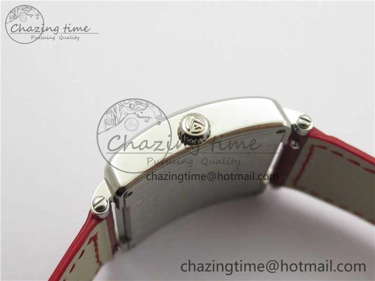 Master Square SS Ladies ZF 1:1 Best Edition White Colorful Roman Dial on Red Leather Strap Ronda Quartz