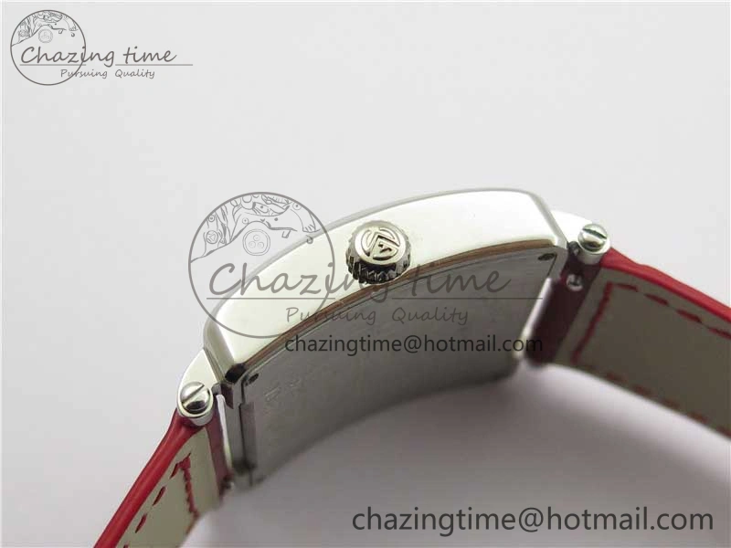 Master Square SS Ladies ZF 1:1 Best Edition White Colorful Roman Dial on Red Leather Strap Ronda Quartz