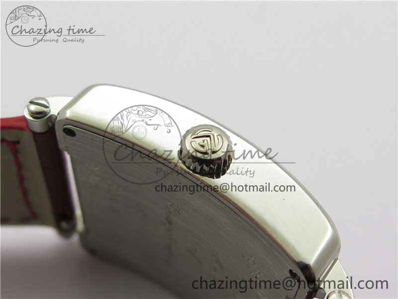 Master Square SS Ladies ZF 1:1 Best Edition White Colorful Roman Dial on Red Leather Strap Ronda Quartz