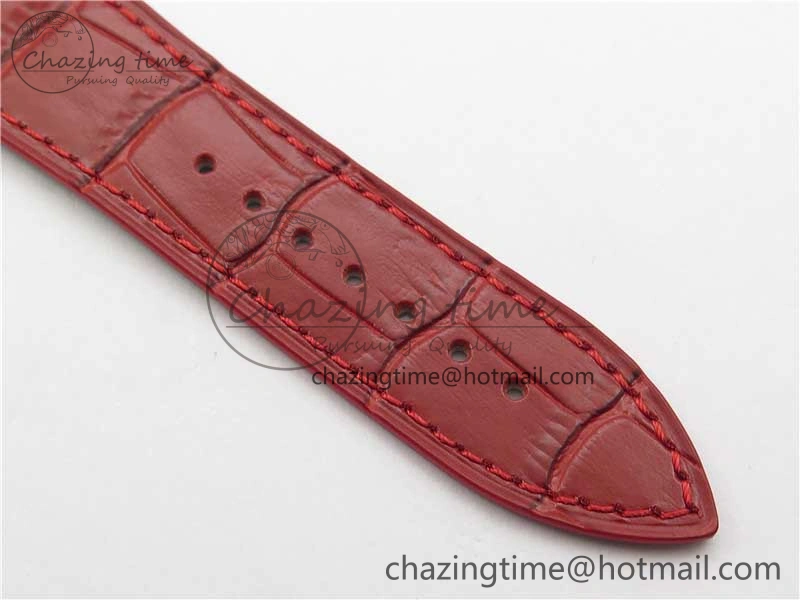 Master Square SS Ladies ZF 1:1 Best Edition White Colorful Roman Dial on Red Leather Strap Ronda Quartz