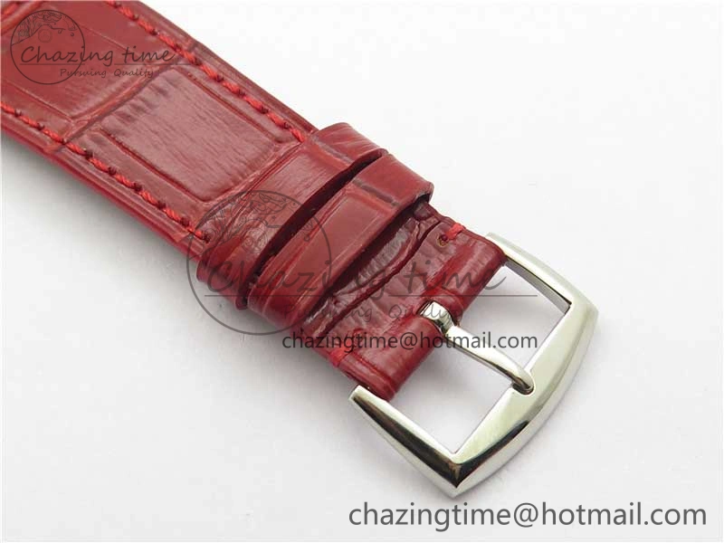 Master Square SS Ladies ZF 1:1 Best Edition White Colorful Roman Dial on Red Leather Strap Ronda Quartz