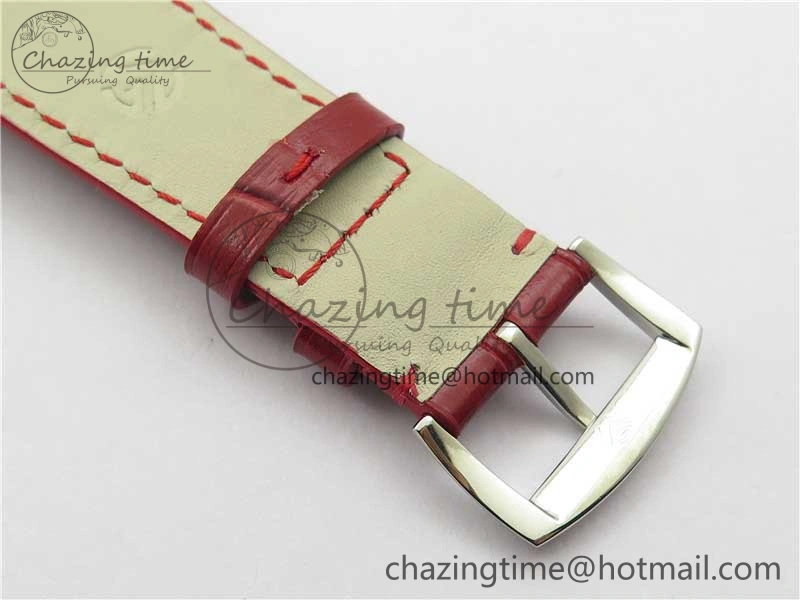 Master Square SS Ladies ZF 1:1 Best Edition White Colorful Roman Dial on Red Leather Strap Ronda Quartz