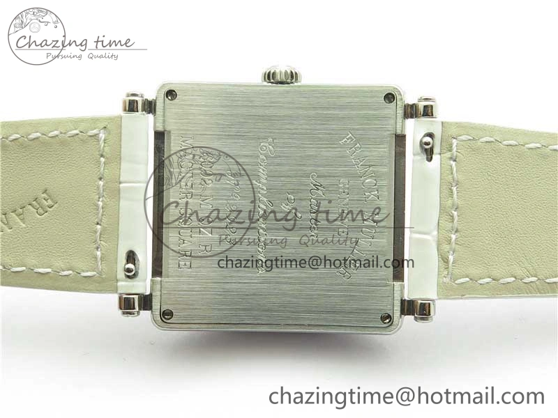 Master Square SS Ladies ZF 1:1 Best Edition White Colorful Roman Dial on White Leather Strap Ronda Quartz