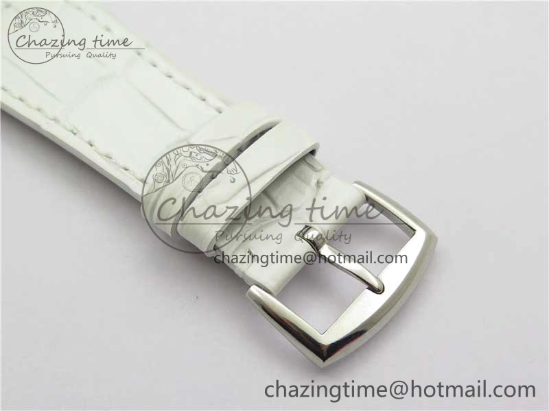 Master Square SS Ladies ZF 1:1 Best Edition White Colorful Roman Dial on White Leather Strap Ronda Quartz