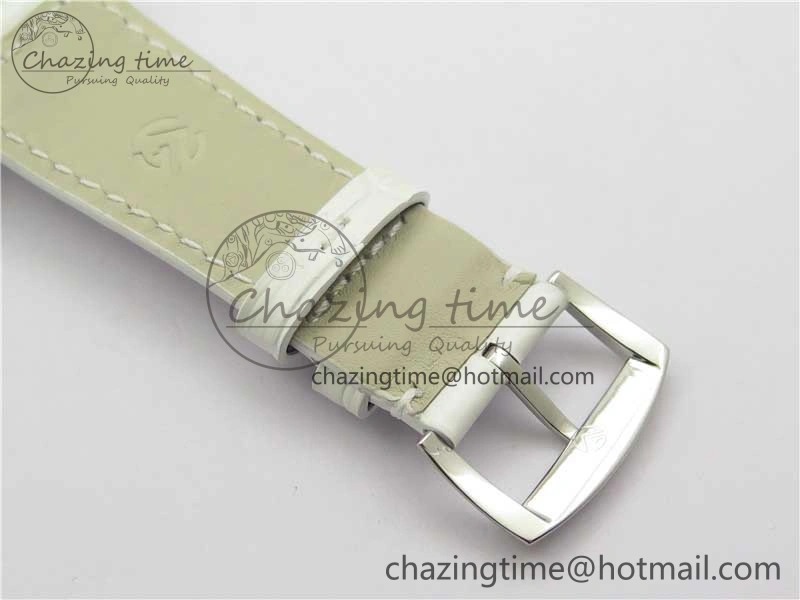 Master Square SS Ladies ZF 1:1 Best Edition White Colorful Roman Dial on White Leather Strap Ronda Quartz