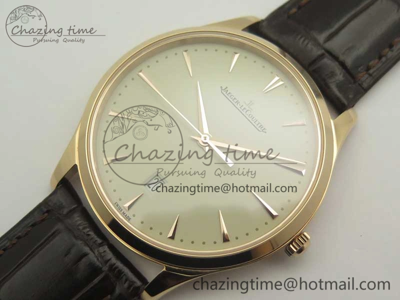 Master Ultra Thin Date 1282510 RG ZF 1:1 Best Edition Eggshell Beige Dial on Brown Leather Strap A899 1