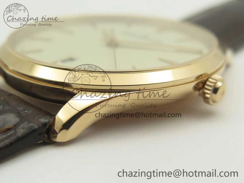 Master Ultra Thin Date 1282510 RG ZF 1:1 Best Edition Eggshell Beige Dial on Brown Leather Strap A899 1