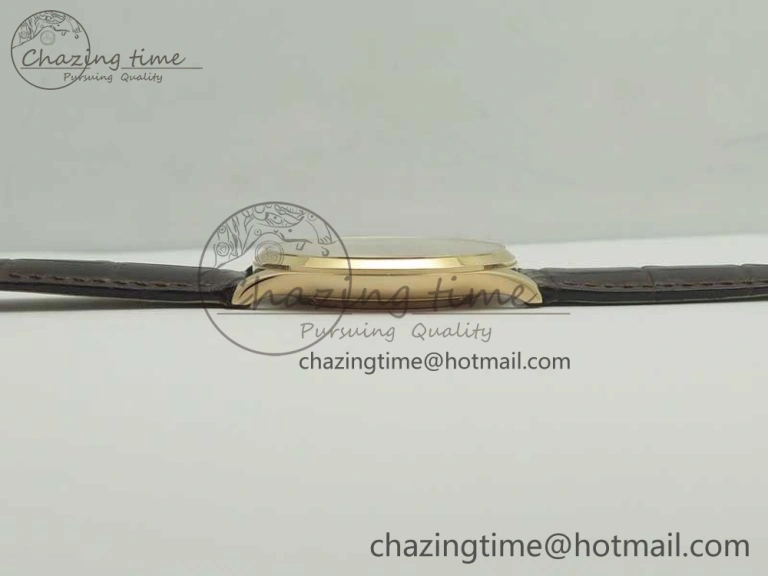 Master Ultra Thin Date 1282510 RG ZF 1:1 Best Edition Eggshell Beige Dial on Brown Leather Strap A899 1