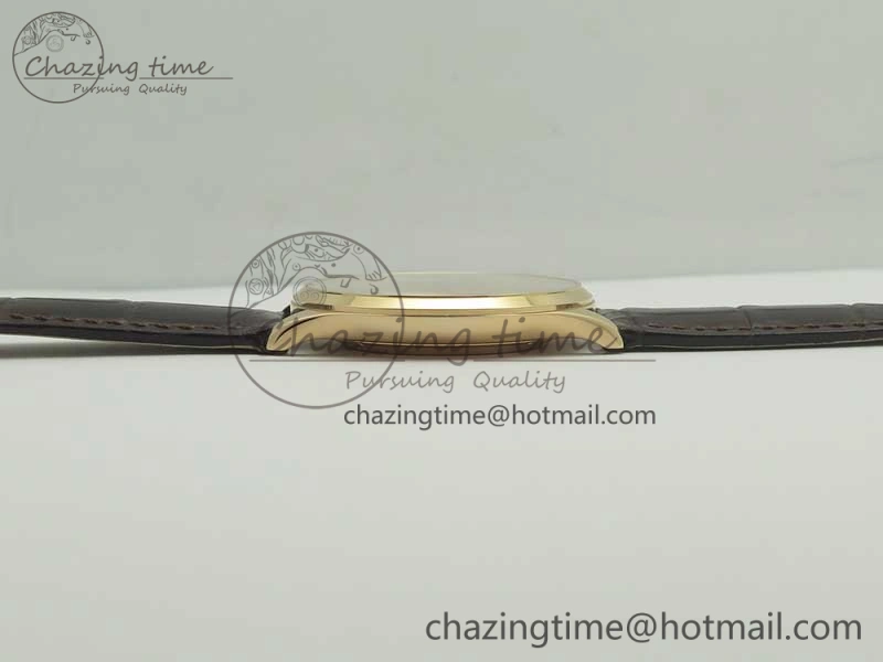 Master Ultra Thin Date 1282510 RG ZF 1:1 Best Edition Eggshell Beige Dial on Brown Leather Strap A899 1