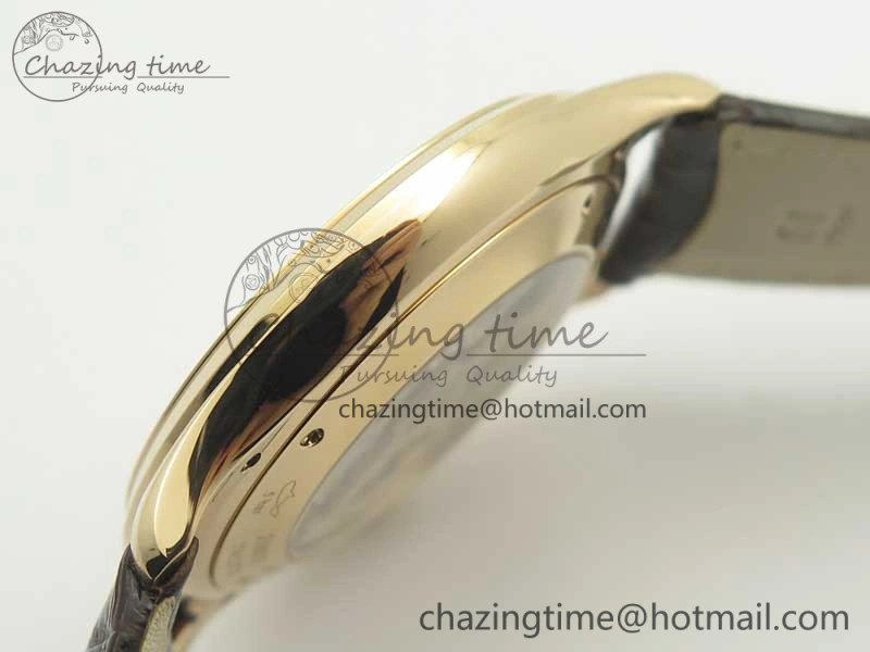 Master Ultra Thin Date 1282510 RG ZF 1:1 Best Edition Eggshell Beige Dial on Brown Leather Strap A899 1