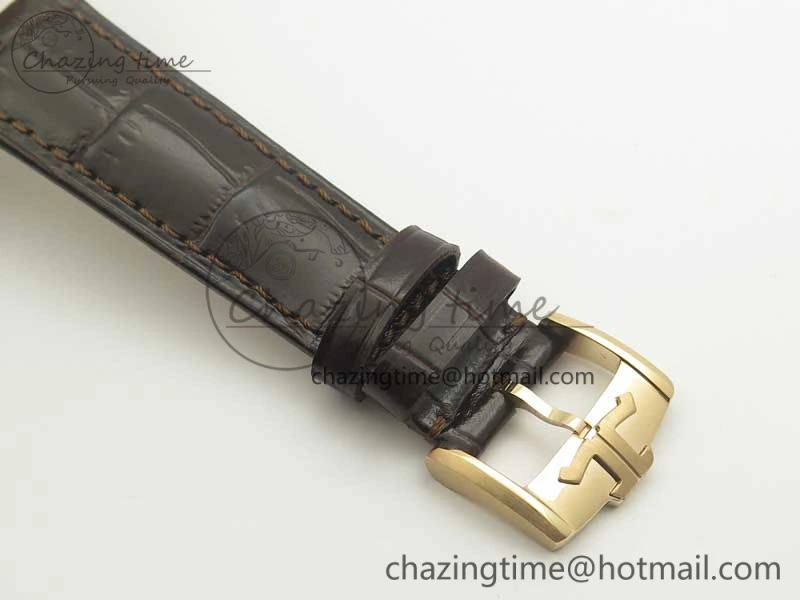 Master Ultra Thin Date 1282510 RG ZF 1:1 Best Edition Eggshell Beige Dial on Brown Leather Strap A899 1