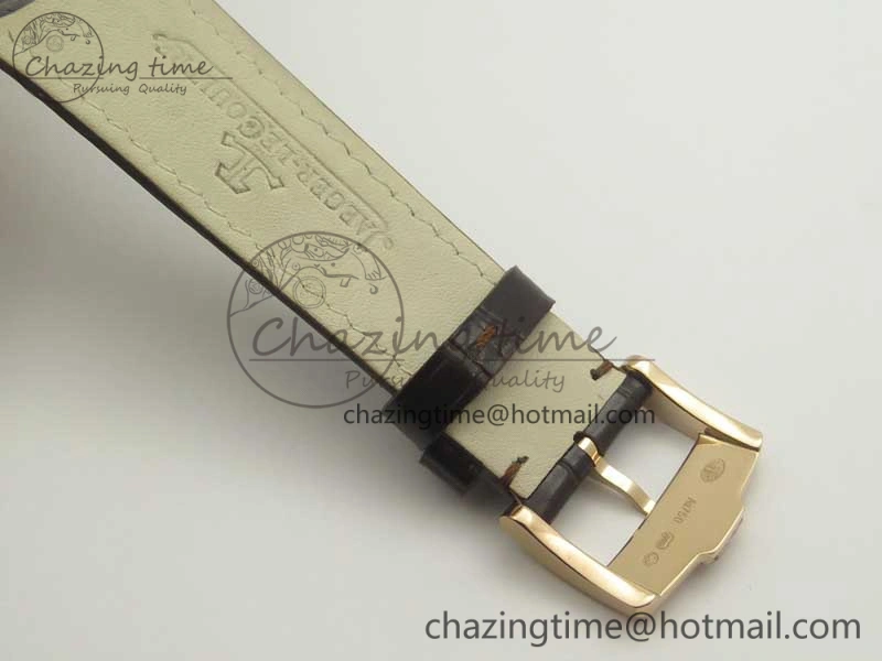 Master Ultra Thin Date 1282510 RG ZF 1:1 Best Edition Eggshell Beige Dial on Brown Leather Strap A899 1