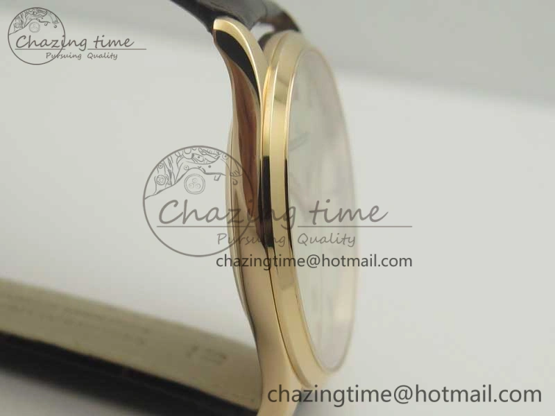 Master Ultra Thin Date 1282510 RG ZF 1:1 Best Edition Eggshell Beige Dial on Brown Leather Strap A899 1