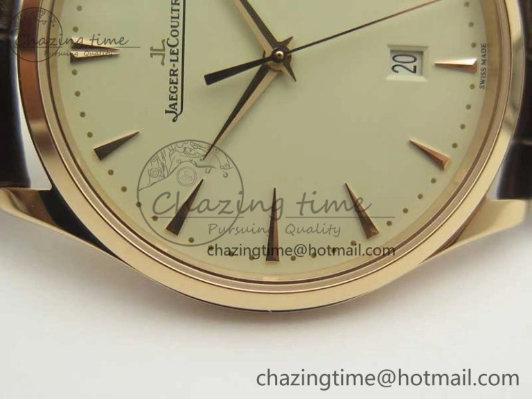 Master Ultra Thin Date 1282510 RG ZF 1:1 Best Edition Eggshell Beige Dial on Brown Leather Strap A899 1
