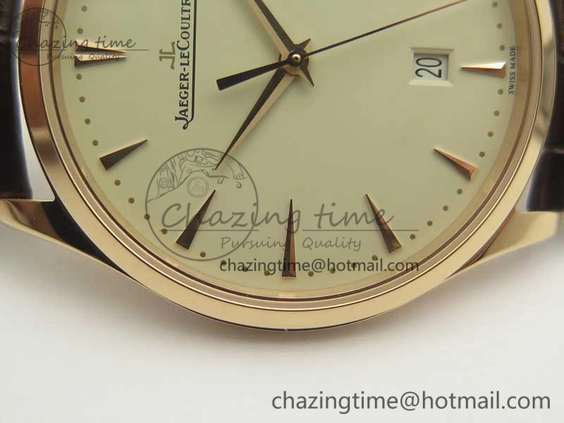 Master Ultra Thin Date 1282510 RG ZF 1:1 Best Edition Eggshell Beige Dial on Brown Leather Strap A899 1