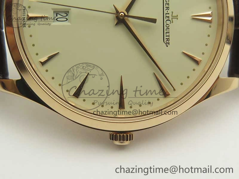 Master Ultra Thin Date 1282510 RG ZF 1:1 Best Edition Eggshell Beige Dial on Brown Leather Strap A899 1