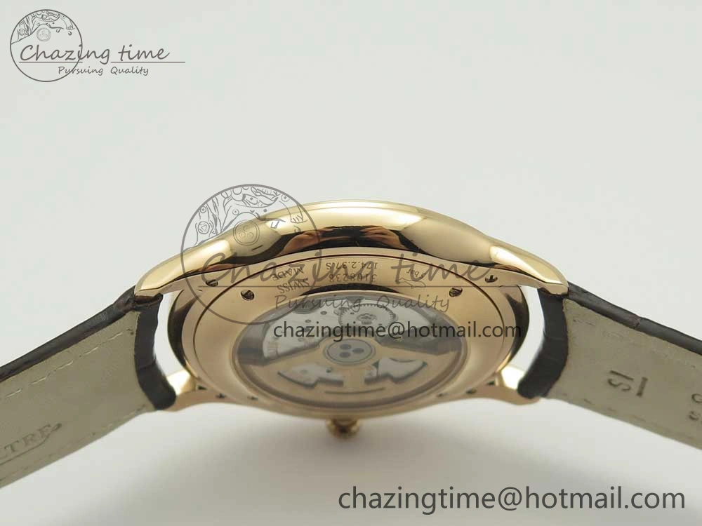 Master Ultra Thin Date 1288420 RG ZF 1:1 Best Edition Black Dial on Brown Leather Strap A899 1