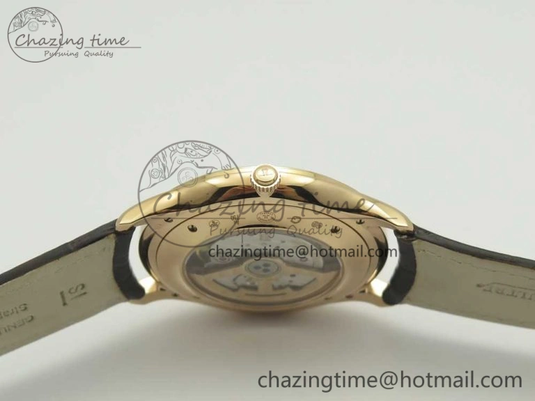 Master Ultra Thin Date 1288420 RG ZF 1:1 Best Edition Black Dial on Brown Leather Strap A899 1