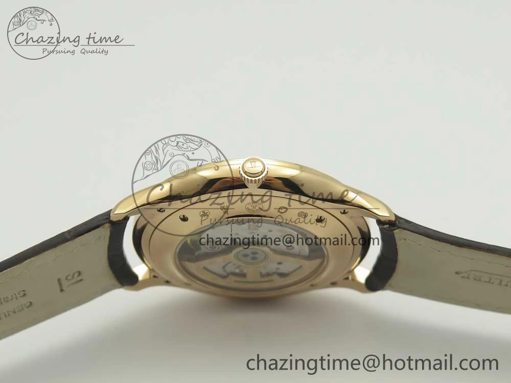 Master Ultra Thin Date 1288420 RG ZF 1:1 Best Edition Black Dial on Brown Leather Strap A899 1
