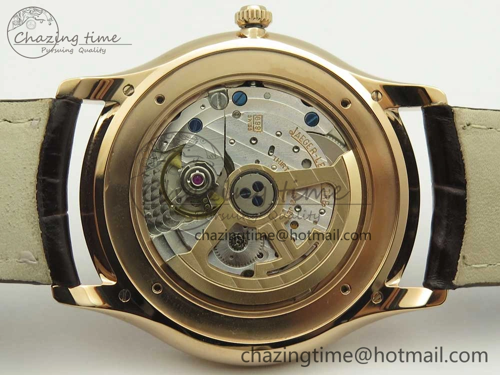 Master Ultra Thin Date 1288420 RG ZF 1:1 Best Edition Black Dial on Brown Leather Strap A899 1