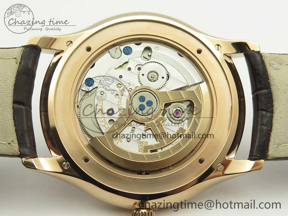 Master Ultra Thin Date 1288420 RG ZF 1:1 Best Edition Black Dial on Brown Leather Strap A899 1