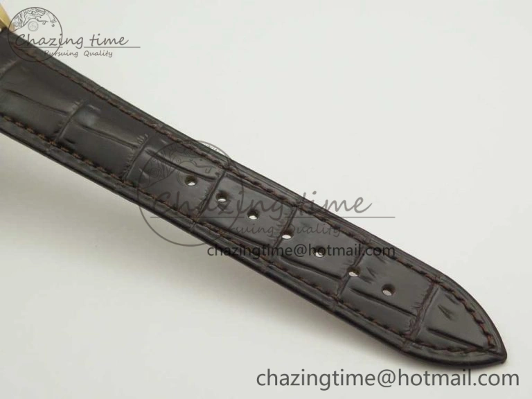 Master Ultra Thin Date 1288420 RG ZF 1:1 Best Edition Black Dial on Brown Leather Strap A899 1