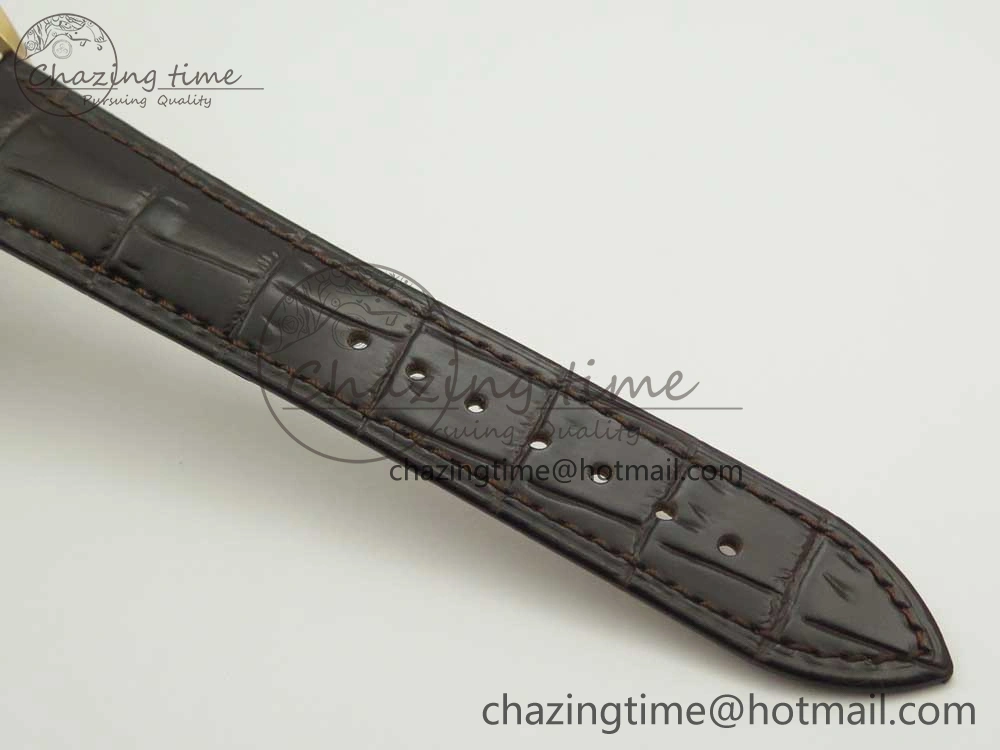 Master Ultra Thin Date 1288420 RG ZF 1:1 Best Edition Black Dial on Brown Leather Strap A899 1
