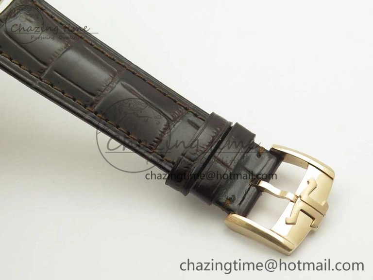 Master Ultra Thin Date 1288420 RG ZF 1:1 Best Edition Black Dial on Brown Leather Strap A899 1