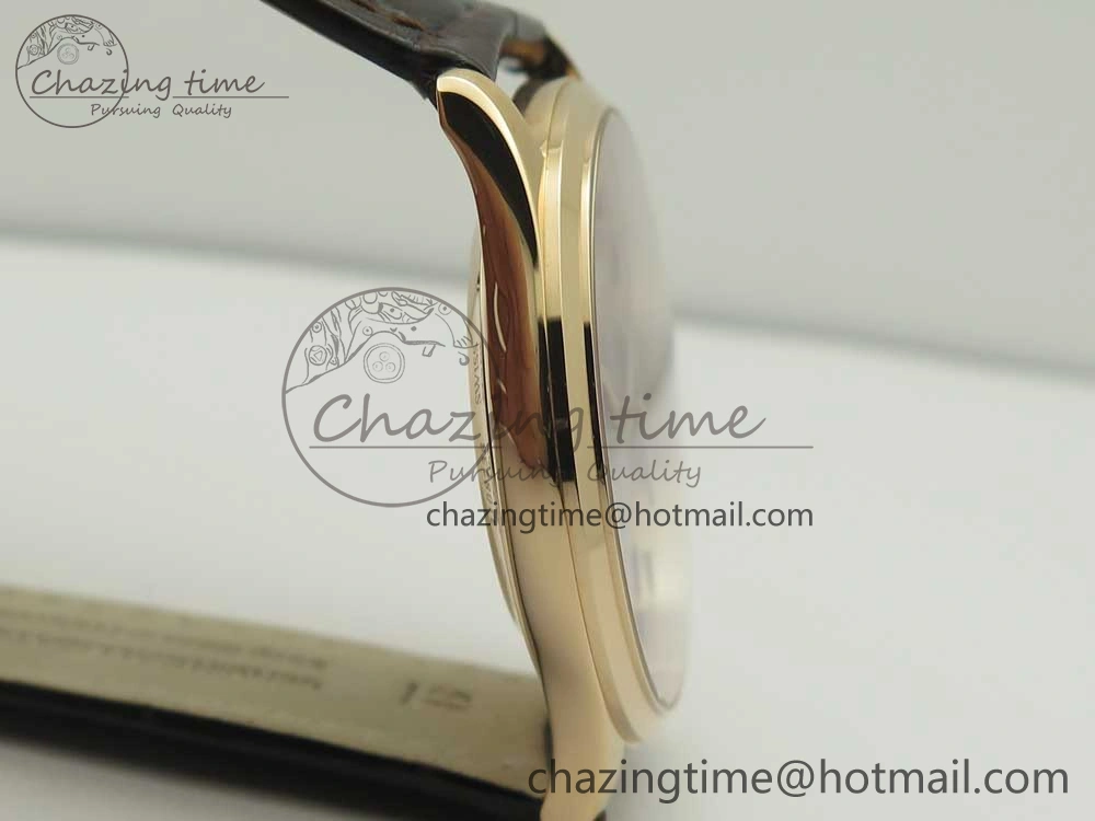 Master Ultra Thin Date 1288420 RG ZF 1:1 Best Edition Black Dial on Brown Leather Strap A899 1
